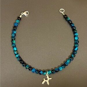 4 mm blue tigers eye and onyx bracelet.